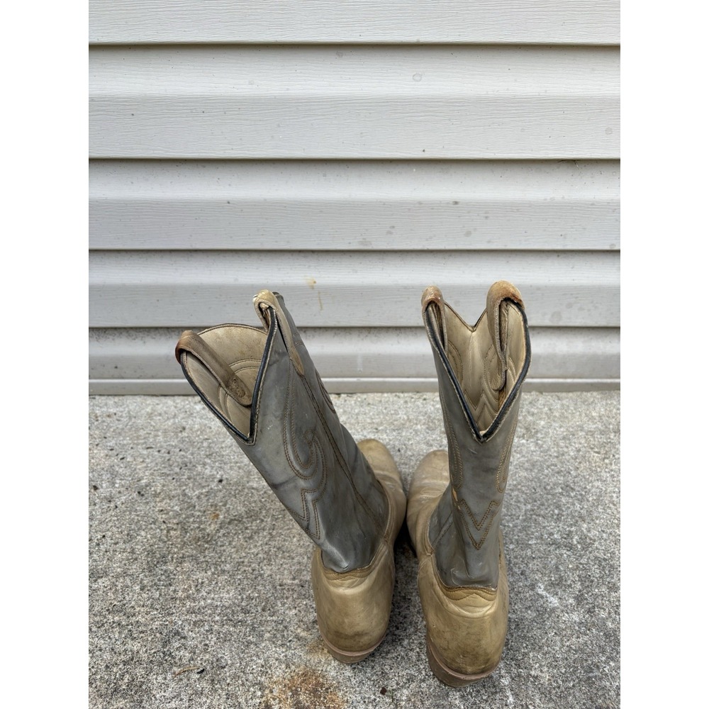 Vtg Texas Two Tone Gray 8 EE Men's Western Boots Cowboy - Picture 7 of 12
